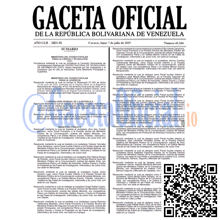Gaceta Oficial, Gaceta 43164, Gaceta 43164 HD, Gaceta #43164, Gaceta Oficial Venezuela #43164