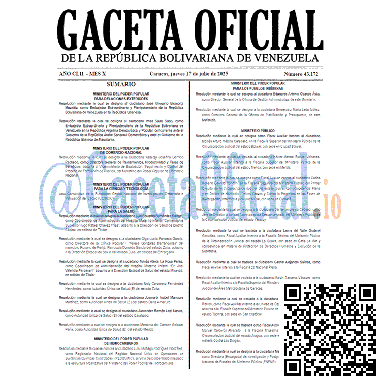 Gaceta Oficial, Gaceta 43172, Gaceta 43172 HD, Gaceta #43172, Gaceta Oficial Venezuela #43172