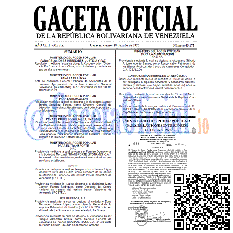Gaceta Oficial, Gaceta 43173, Gaceta 43173 HD, Gaceta #43173, Gaceta Oficial Venezuela #43173