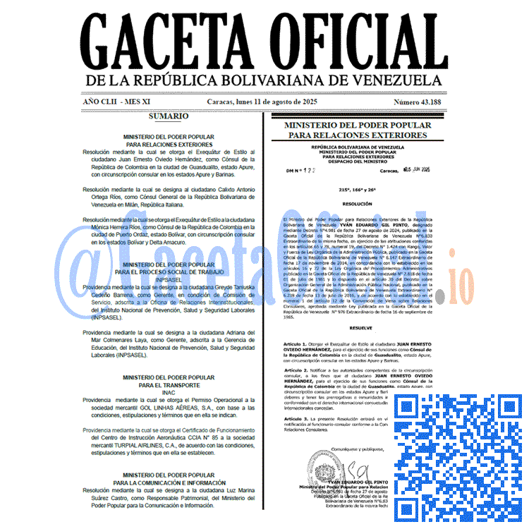 Gaceta Oficial, Gaceta 43188, Gaceta 43188 HD, Gaceta #43188, Gaceta Oficial Venezuela #43188