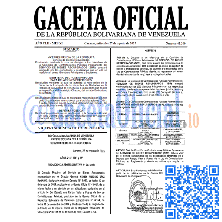 Gaceta Oficial, Gaceta 43200, Gaceta 43200 HD, Gaceta #43200, Gaceta Oficial Venezuela #43200