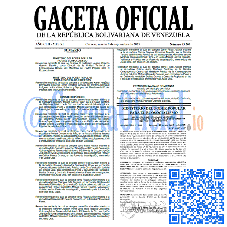 Gaceta Oficial, Gaceta 43209, Gaceta 43209 HD, Gaceta #43209, Gaceta Oficial Venezuela #43209