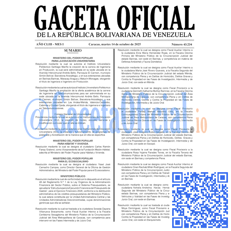 Gaceta Oficial, Gaceta 43234, Gaceta 43234 HD, Gaceta #43234, Gaceta Oficial Venezuela #43234