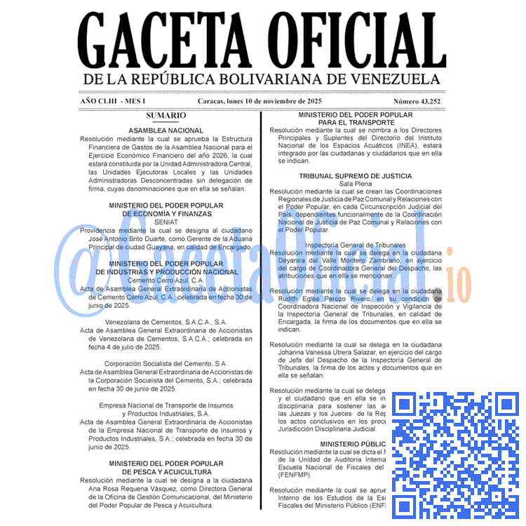 Gaceta Oficial, Gaceta 43252, Gaceta 43252 HD, Gaceta #43252, Gaceta Oficial Venezuela #43252