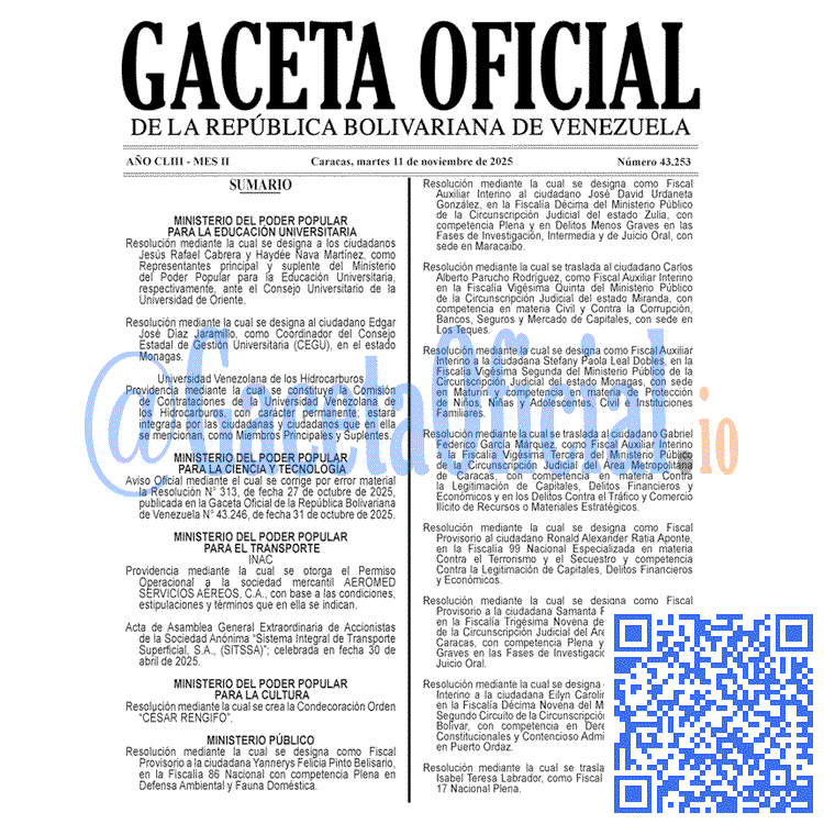 Gaceta Oficial, Gaceta 43253, Gaceta 43253 HD, Gaceta #43253, Gaceta Oficial Venezuela #43253