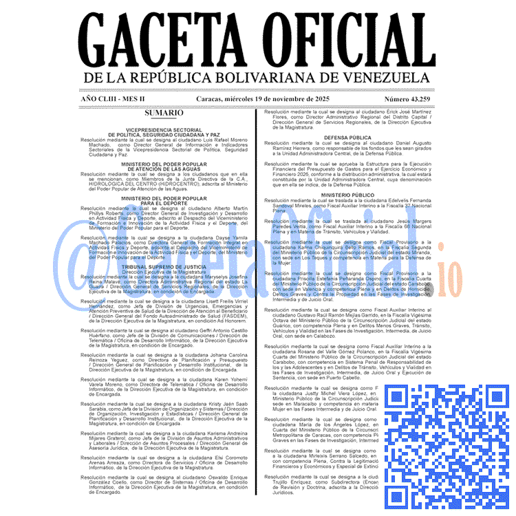 Gaceta Oficial, Gaceta 43259, Gaceta 43259 HD, Gaceta #43259, Gaceta Oficial Venezuela #43259