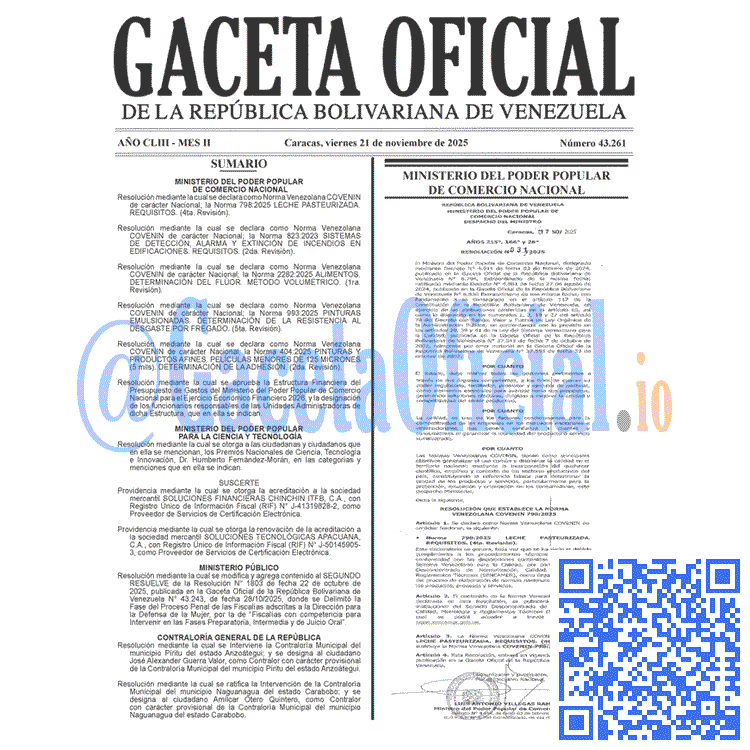 Venezuela Gaceta Oficial 43261 del 21 noviembre 2025 Gaceta Oficial, Gaceta 43261, Gaceta 43261 HD, Gaceta #43261, Gaceta Oficial Venezuela #43261