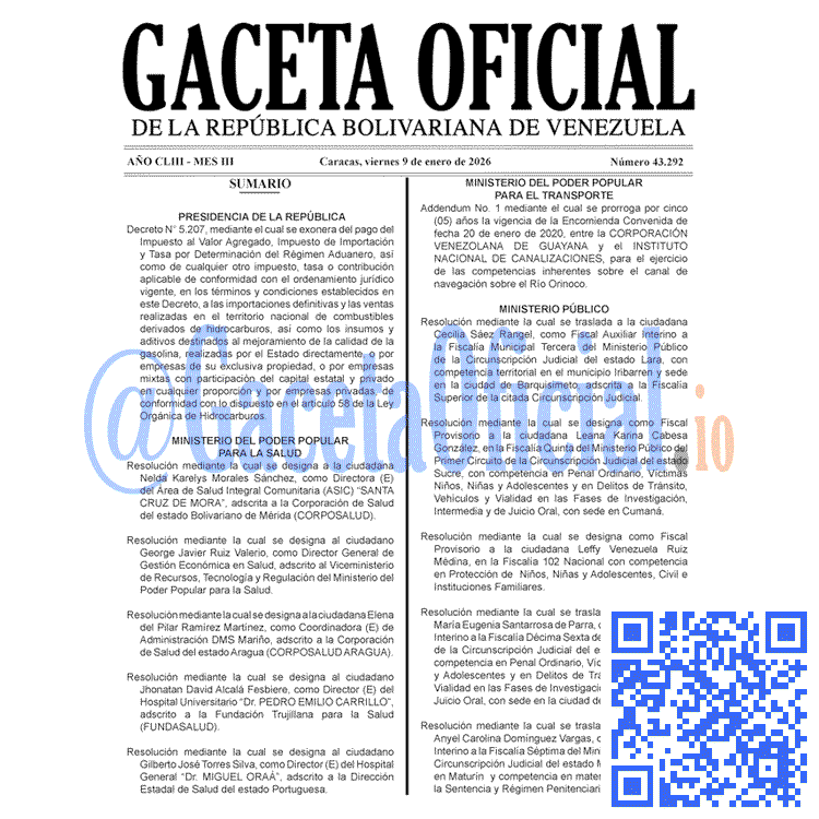 Gaceta Oficial, Gaceta 43292, Gaceta 43292 HD, Gaceta #43292, Gaceta Oficial Venezuela #43292