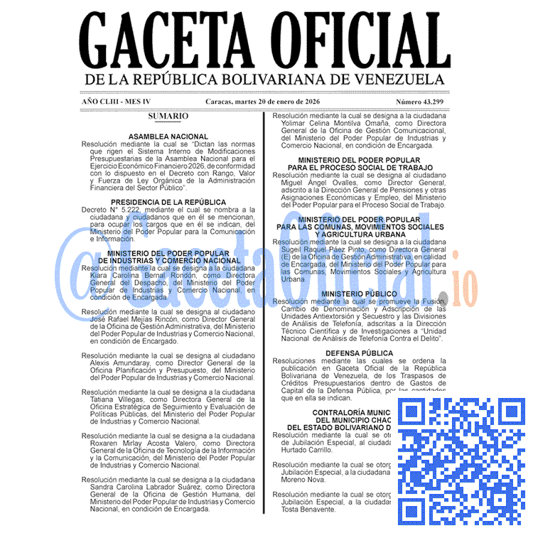 Gaceta Oficial, Gaceta 43299, Gaceta 43299 HD, Gaceta #43299, Gaceta Oficial Venezuela #43299