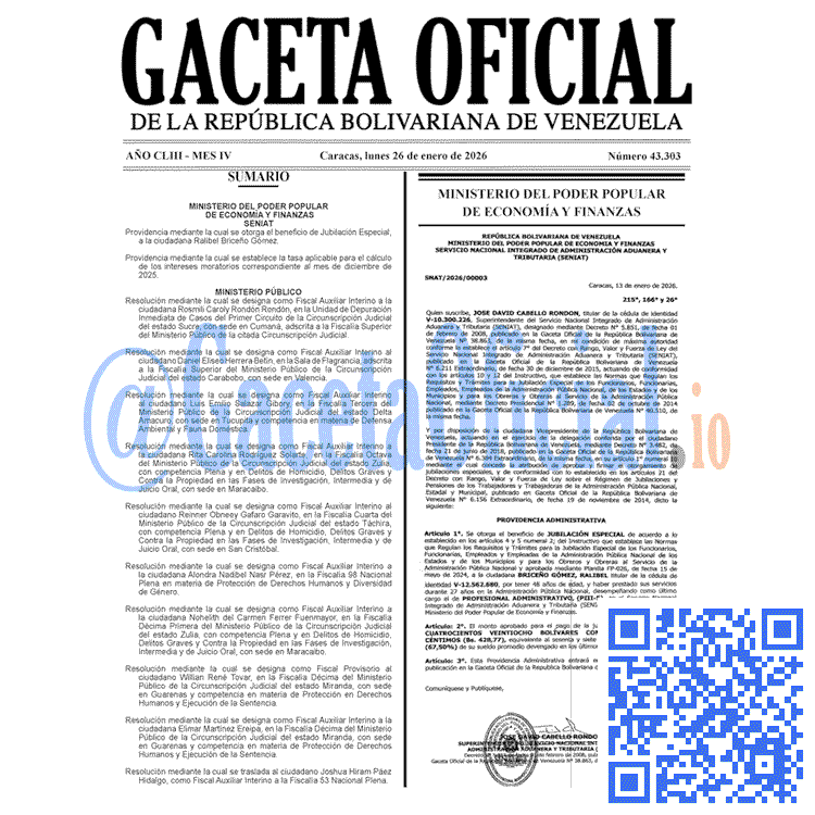 Gaceta Oficial, Gaceta 43303, Gaceta 43303 HD, Gaceta #43303, Gaceta Oficial Venezuela #43303
