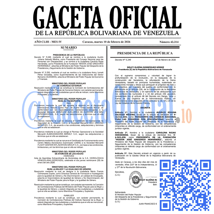 Gaceta Oficial, Gaceta 43314, Gaceta 43314 HD, Gaceta #43314, Gaceta Oficial Venezuela #43314