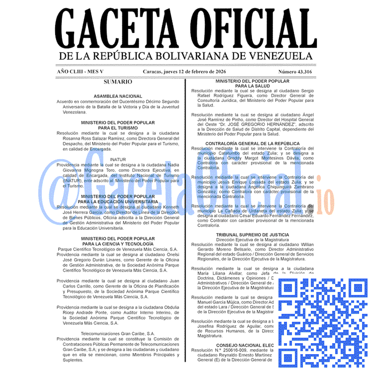 Gaceta Oficial, Gaceta 43316, Gaceta 43316 HD, Gaceta #43316, Gaceta Oficial Venezuela #43316