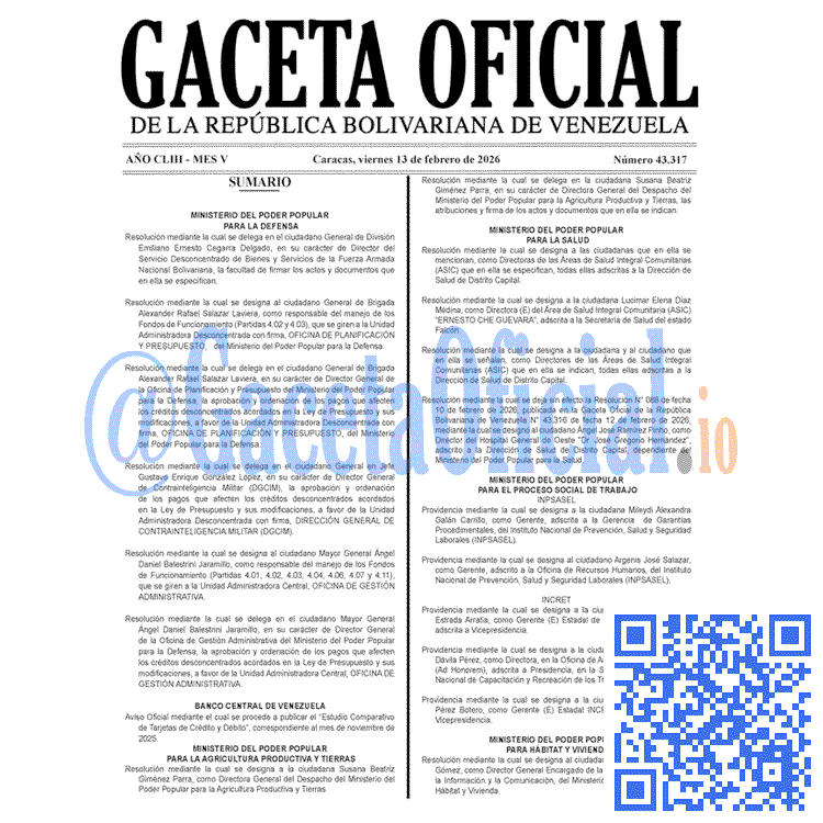 Gaceta Oficial, Gaceta 43317, Gaceta 43317 HD, Gaceta #43317, Gaceta Oficial Venezuela #43317