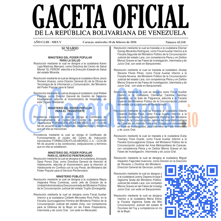 Gaceta Oficial, Gaceta 43318, Gaceta 43318 HD, Gaceta #43318, Gaceta Oficial Venezuela #43318