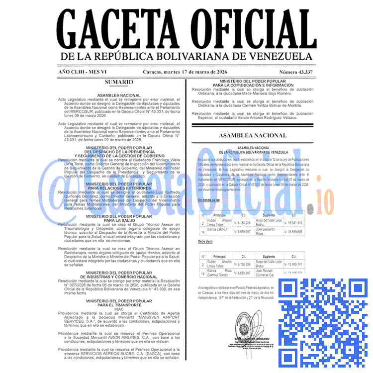 Gaceta Oficial, Gaceta 43337, Gaceta 43337 HD, Gaceta #43337, Gaceta Oficial Venezuela #43337