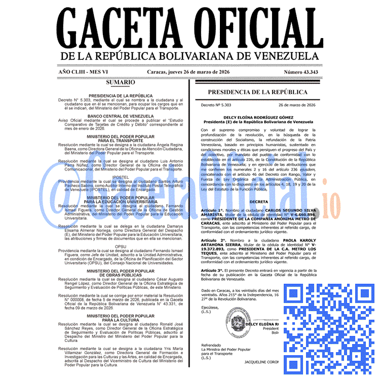 Gaceta Oficial, Gaceta 43343, Gaceta 43343 HD, Gaceta #43343, Gaceta Oficial Venezuela #43343