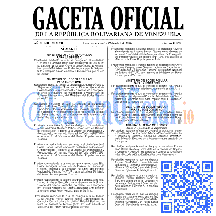 Gaceta Oficial, Gaceta 43365, Gaceta 43365 HD, Gaceta #43365, Gaceta Oficial Venezuela #43365