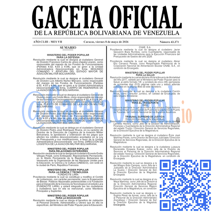 Gaceta Oficial, Gaceta 43371, Gaceta 43371 HD, Gaceta #43371, Gaceta Oficial Venezuela #43371
