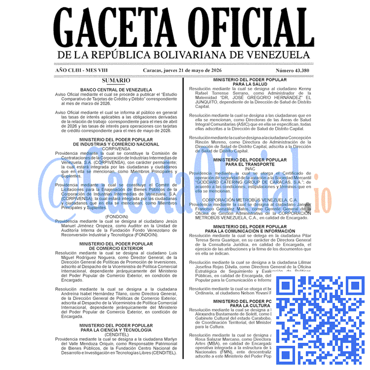 Gaceta Oficial, Gaceta 43380, Gaceta 43380 HD, Gaceta #43380, Gaceta Oficial Venezuela #43380
