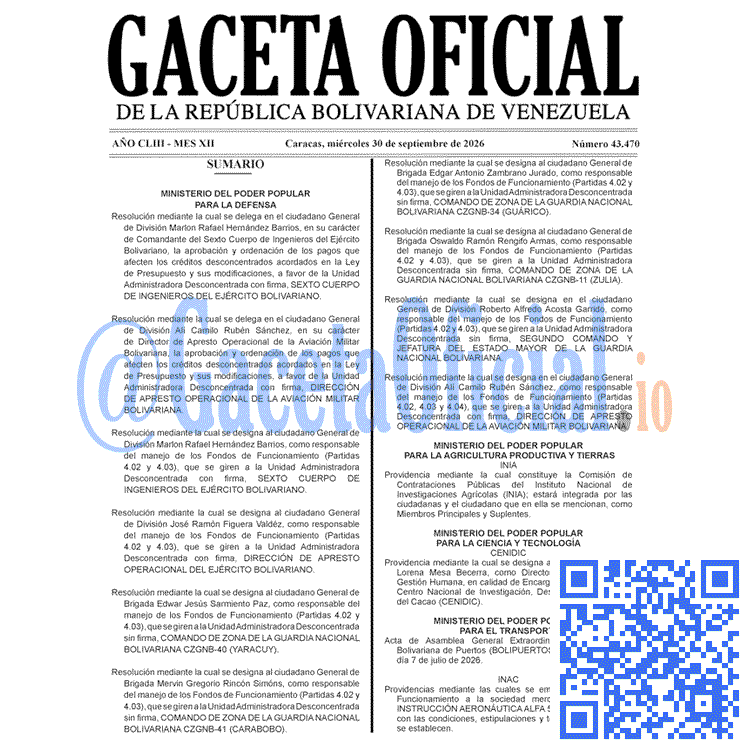 Gaceta Oficial, Gaceta 43470, Gaceta 43470 HD, Gaceta #43470, Gaceta Oficial Venezuela #43470