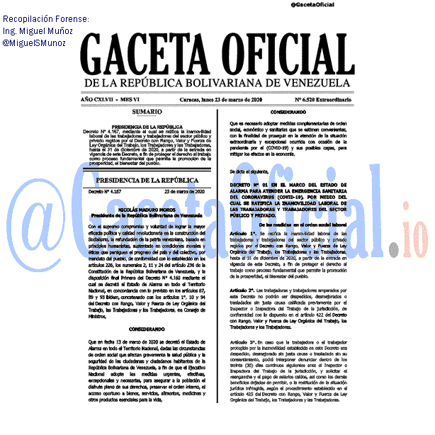 Gaceta Oficial 6520 del 23 marzo 2020