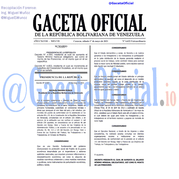 Gaceta Oficial 6622 del 1 mayo 2021 Gaceta Oficial 6622 del 1 mayo 2021