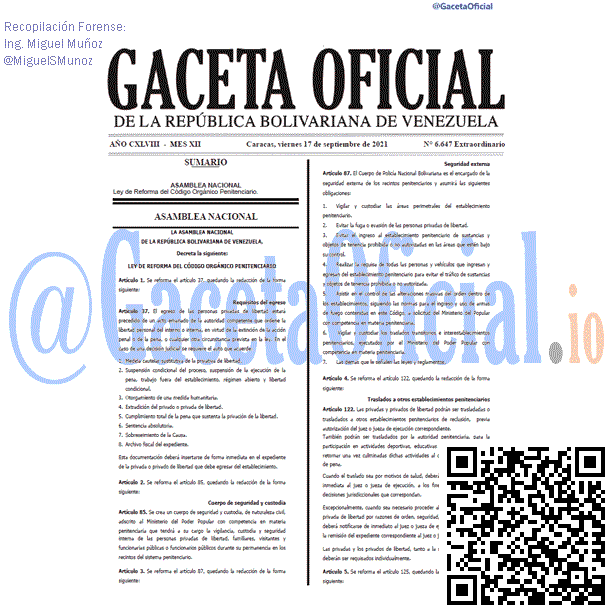 Gaceta Oficial 6647 del 17 septiembre 2021