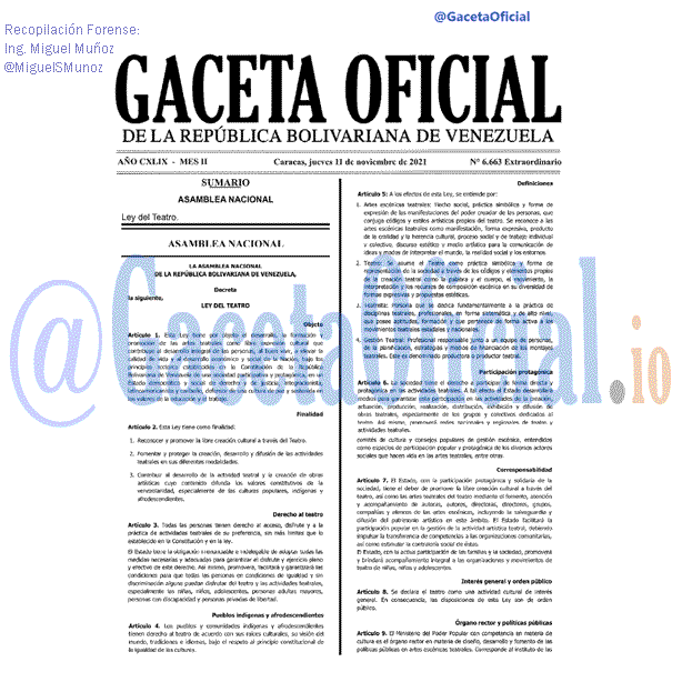 Gaceta Oficial 6663 del 11 noviembre 2021