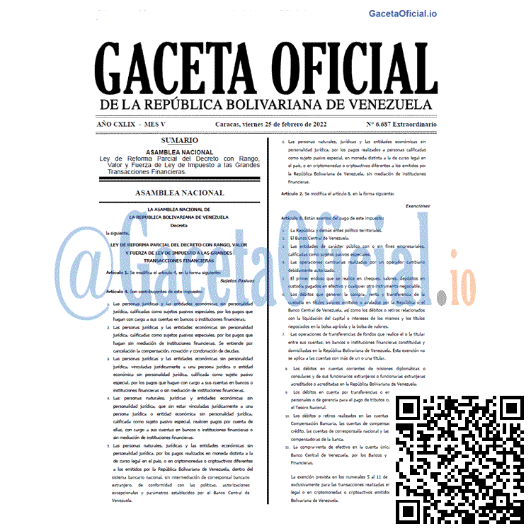 Gaceta Oficial 6687 del 25 febrero 2022 Gaceta Oficial 6687 del 25 febrero 2022