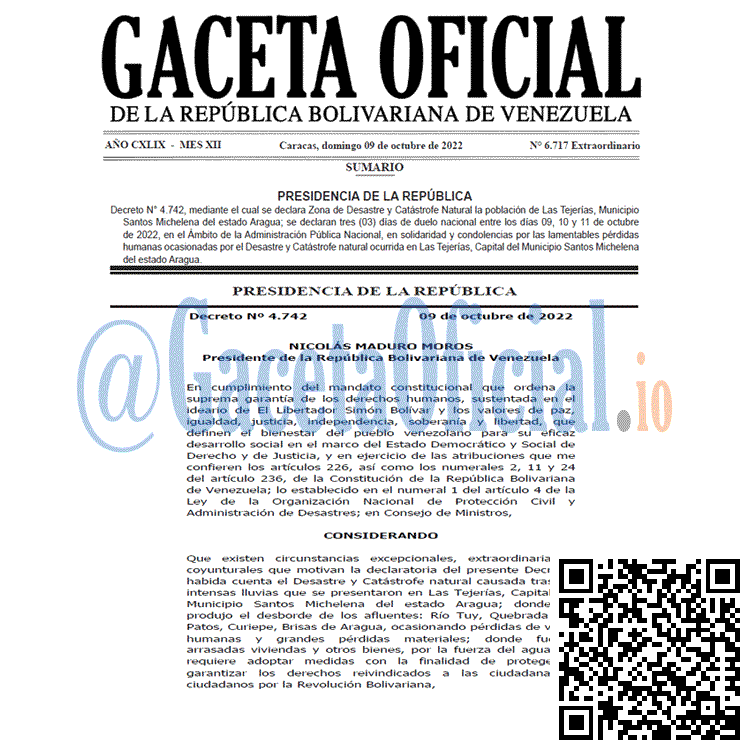 Venezuela Gaceta Oficial 6717 del 9 octubre 2022 Gaceta Oficial Venezuela #6717 del 9 octubre 2022