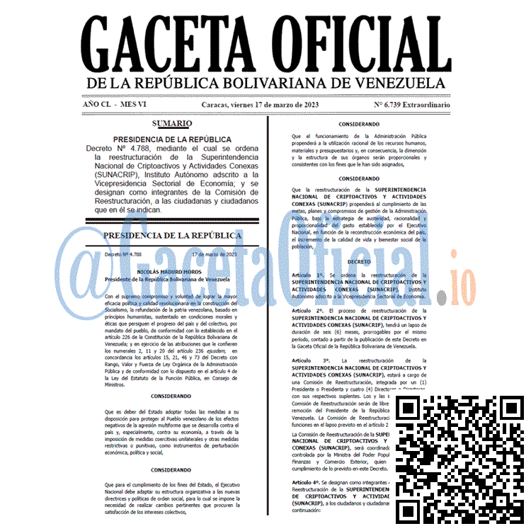 Gaceta Oficial, Gaceta 6739, Gaceta #6739, Gaceta Oficial Venezuela #6739
