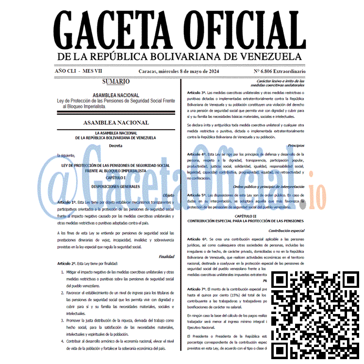 Gaceta Oficial, Gaceta 6806, Gaceta 6806 HD, Gaceta #6806, Gaceta Oficial Venezuela #6806