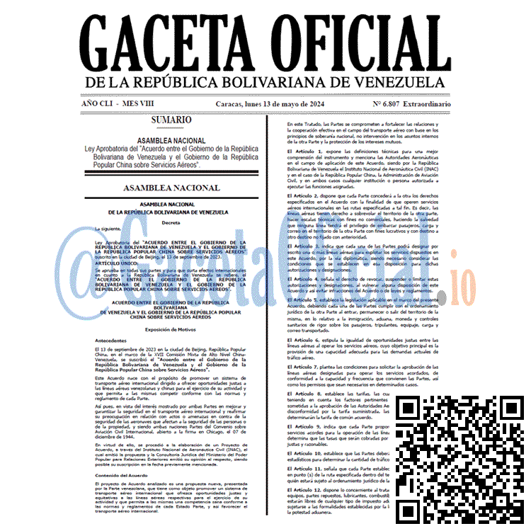 Gaceta Oficial, Gaceta 6807, Gaceta 6807 HD, Gaceta #6807, Gaceta Oficial Venezuela #6807