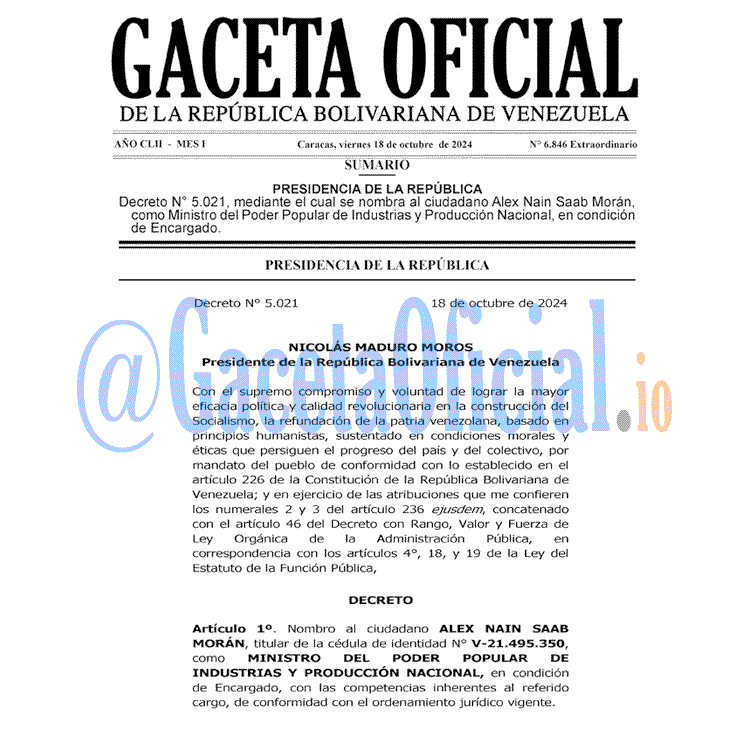 Gaceta Oficial, Gaceta 6846, Gaceta 6806 HD, Gaceta #6846, Gaceta Oficial Venezuela #6846