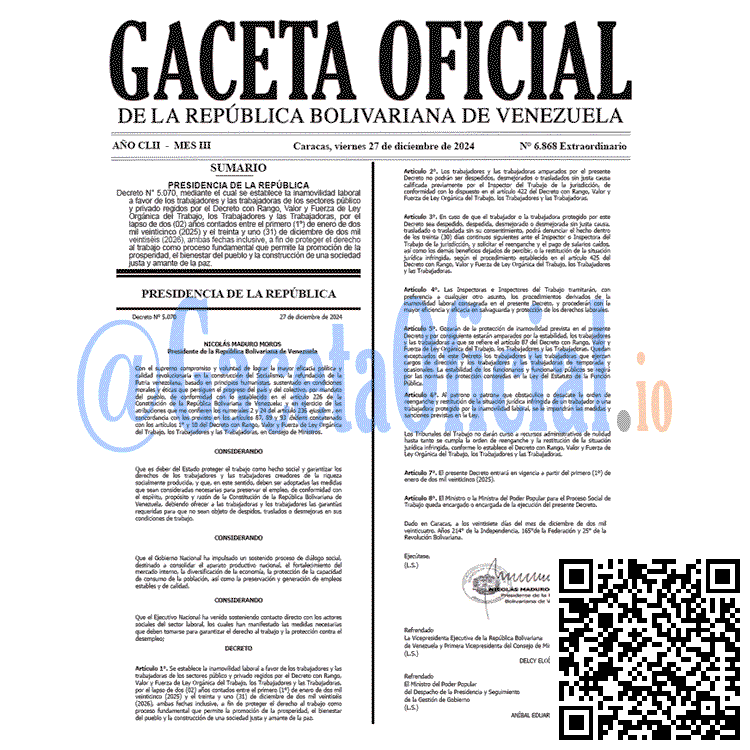 Gaceta Oficial, Gaceta 6868, Gaceta 6868 HD, Gaceta #6868, Gaceta Oficial Venezuela #6868