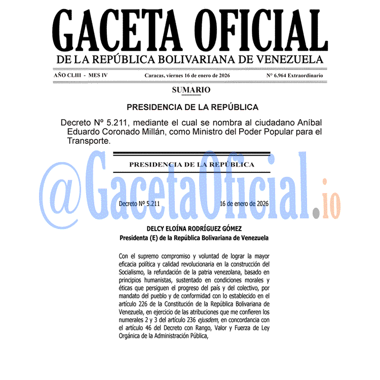 Venezuela Gaceta Oficial 6964 del 16 enero 2026 Gaceta Oficial, Gaceta 6964, Gaceta 6964 HD, Gaceta #6964, Gaceta Oficial Venezuela #6964