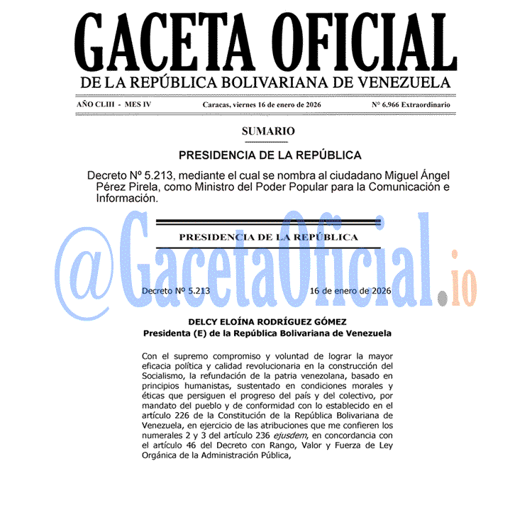 Venezuela Gaceta Oficial 6966 del 16 enero 2026 Gaceta Oficial, Gaceta 6966, Gaceta 6966 HD, Gaceta #6966, Gaceta Oficial Venezuela #6966
