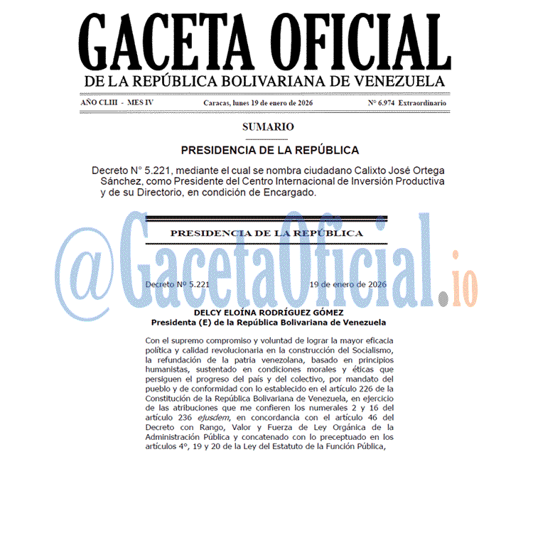 Venezuela Gaceta Oficial 6974 del 19 enero 2026 Gaceta Oficial, Gaceta 6974, Gaceta 6974 HD, Gaceta #6974, Gaceta Oficial Venezuela #6974