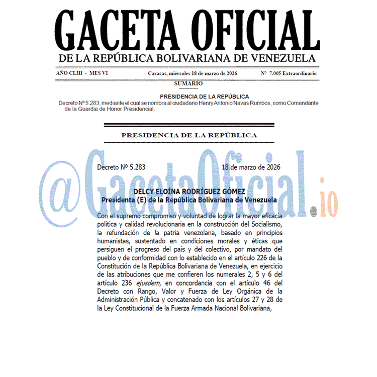 Venezuela Gaceta Oficial 7005 del 18 marzo 2026 Gaceta Oficial, Gaceta 7005, Gaceta 7005 HD, Gaceta #7005, Gaceta Oficial Venezuela #7005