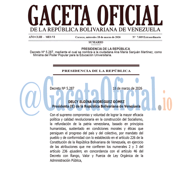 Venezuela Gaceta Oficial 7009 del 18 marzo 2026 Gaceta Oficial, Gaceta 7009, Gaceta 7009 HD, Gaceta #7009, Gaceta Oficial Venezuela #7009