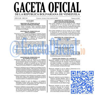 Gaceta Oficial Venezuela #43362 viernes 24 abril 2026