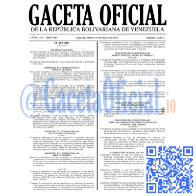 Gaceta Oficial Venezuela #43378 martes 19 mayo 2026