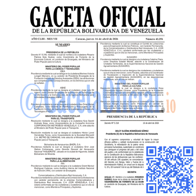 Gaceta Oficial Venezuela #43356 jueves 16 abril 2026