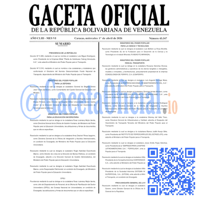 Gaceta Oficial Venezuela #43347 miércoles 1 abril 2026