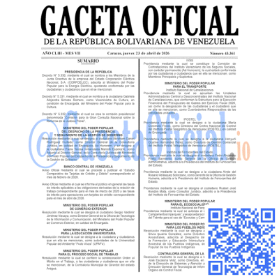 Gaceta Oficial Venezuela #43361 jueves 23 abril 2026