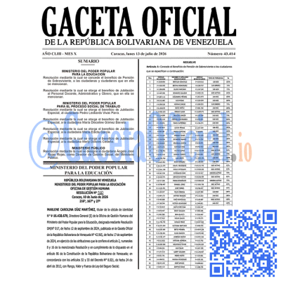 Gaceta Oficial Venezuela #43414 lunes 13 de julio de 2026.
