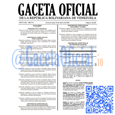 Gaceta Oficial Venezuela #43340 lunes 23 marzo 2026