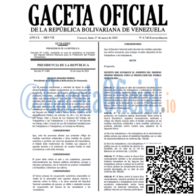 Gaceta Oficial de Venezuela #6746 del viernes 5 mayo 2023